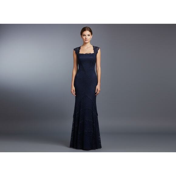 Nicole Miller Blue Lace Gown - Picture 1 of 13